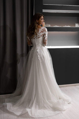 A-line Wedding Dress Ivanel with Lace Sleeves Olivia Bottega A-line Wedding Dress Ivanel with Lace Sleeves Olivia Bottega