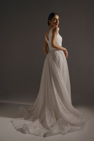 Sparkle Wedding Dress Inkery With Square Neckline