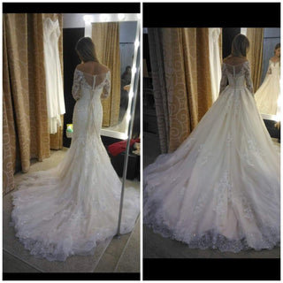 2 in 1 lace wedding dress OB7962 with detachable skirt - oliviabottega