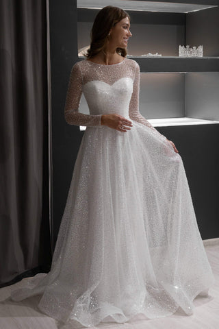 Boho Wedding Dress Feilen with Sleeves Nude / US 18 Boho Wedding Dress Feilen with Sleeves Nude / US 18