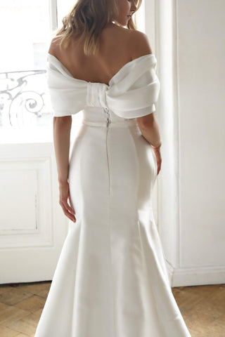 Mikado Off-The-Shoulder Wedding Dress Jacqueline With Detachable Skirt - oliviabottega