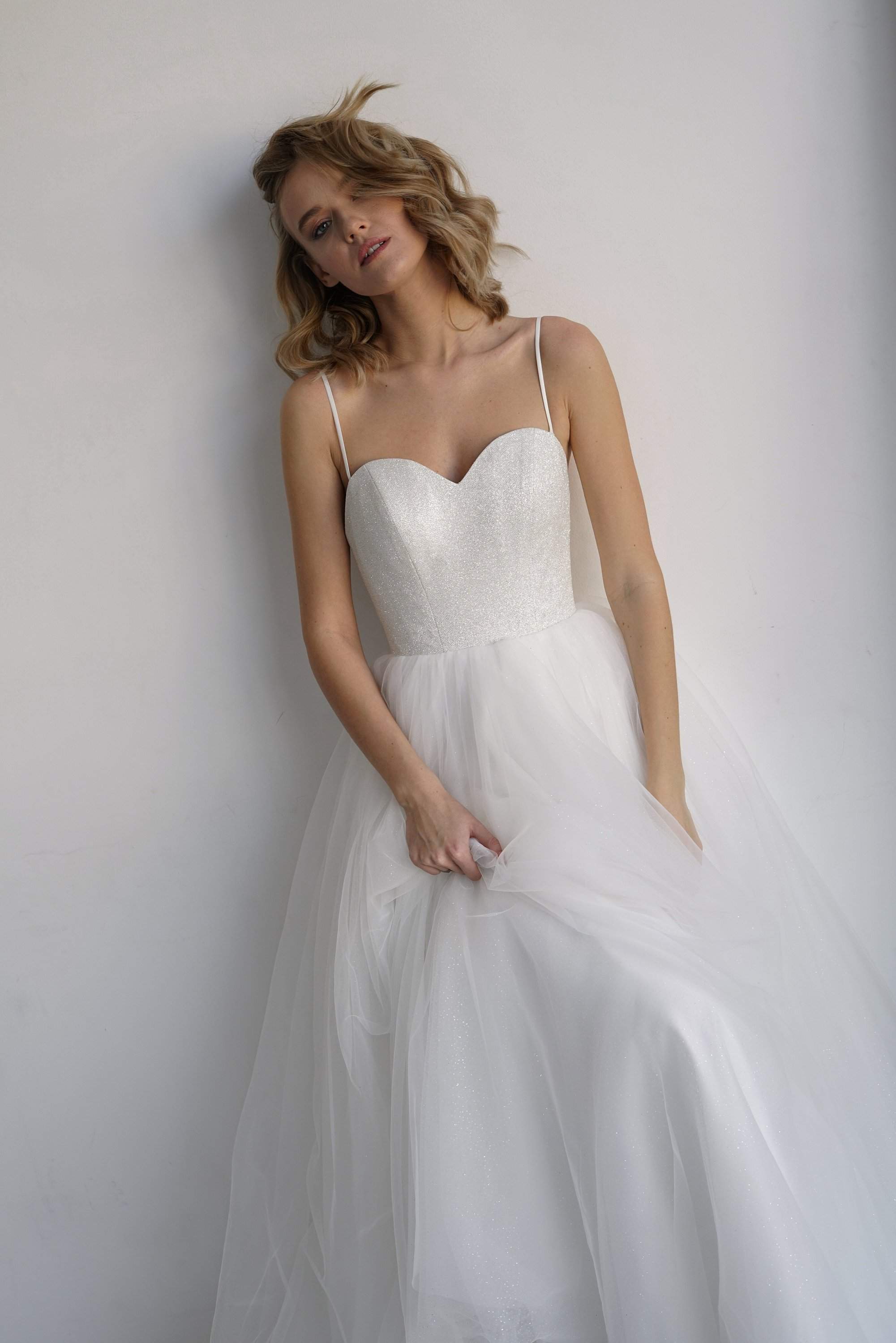 Sweetheart Neckline Wedding Dress Klouzi with spaghetti straps Blush / US 18 Sweetheart Neckline Wedding Dress Klouzi with spaghetti straps Blush / US 18