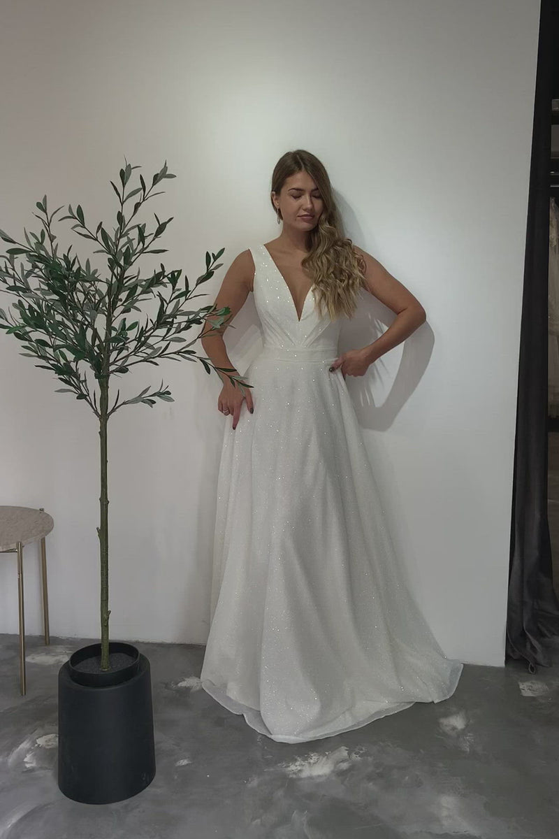 Minimalist Glitter Wedding Dress Kossy