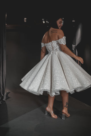 Tea Length Plus Size Lace Wedding Dress Elise