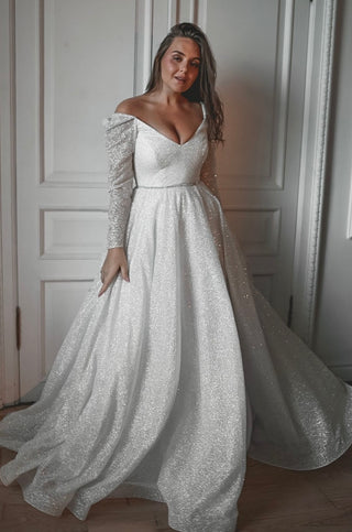Long Sleeve Olivia Bottega Dresses Plus Size Mikado Wedding Dress