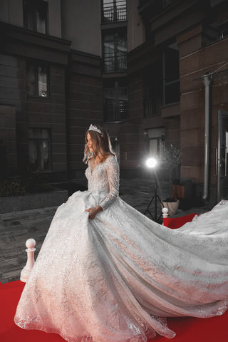 Royal Lace Off-The-Shoulder Sparkly Wedding Dress Meryem US 10 Royal Lace Off-The-Shoulder Sparkly Wedding Dress Meryem US 10
