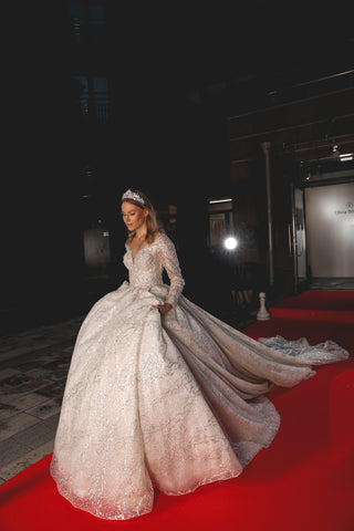 royal lace off the shoulder sparkly wedding dress meryem Royal Lace Off-The-Shoulder Sparkly Wedding Dress Meryem Olivia Bottega