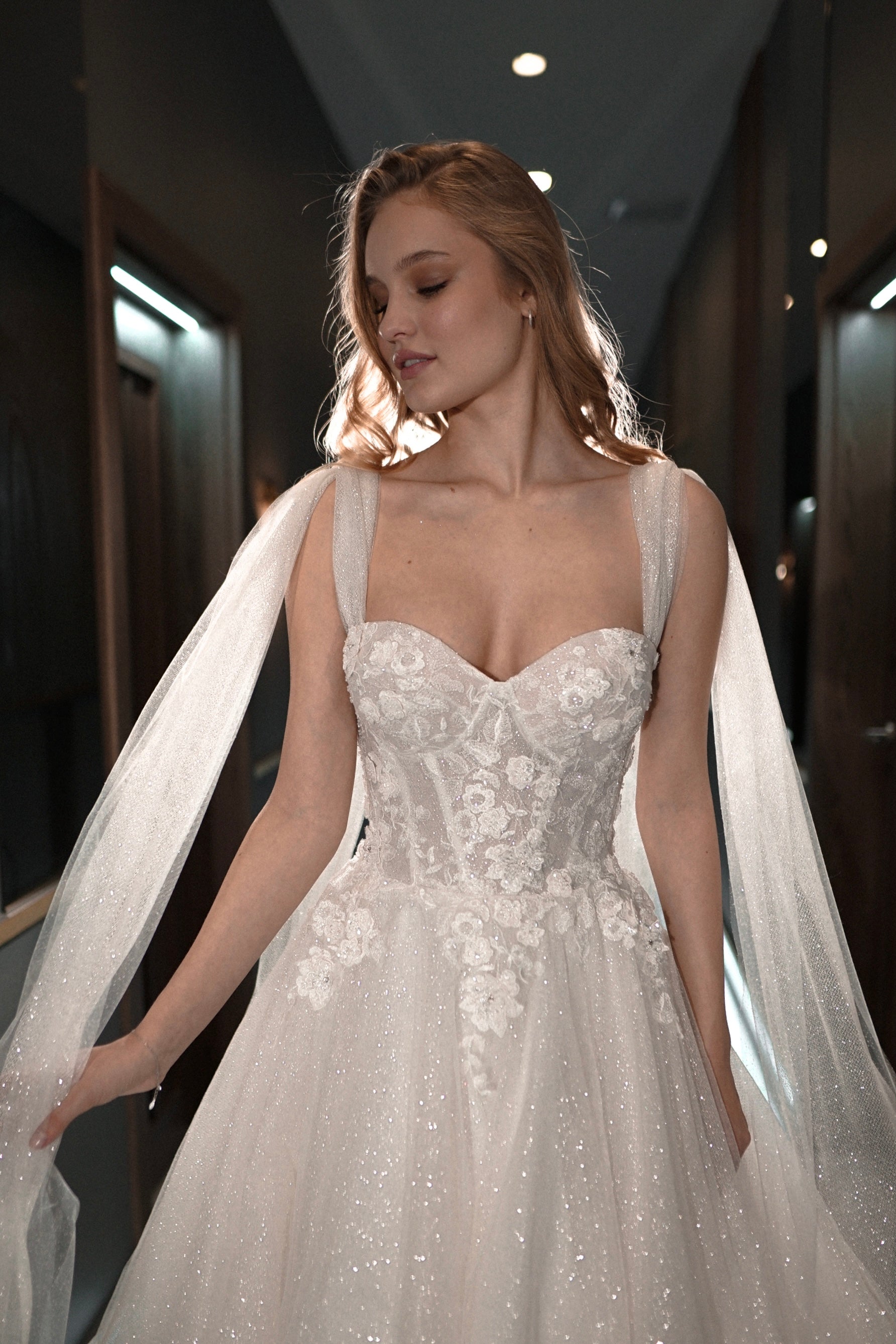 Floral Lace Wedding Dress Celia with Detachable Straps – Olivia