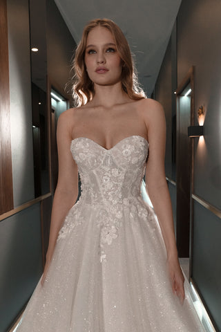 Floral Lace Wedding Dress Celia with Detachable Straps US 12 Floral Lace Wedding Dress Celia with Detachable Straps US 12