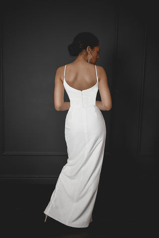Light Ivory Sparkly Evening Dress Leona with Leg Slit US 2 Light Ivory Sparkly Evening Dress Leona with Leg Slit US 2