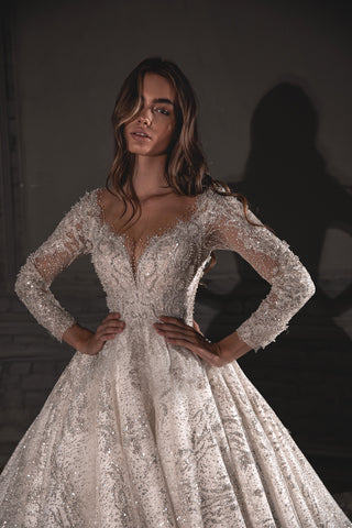 Royal Lace Off-The-Shoulder Sparkly Wedding Dress Meryem – Olivia