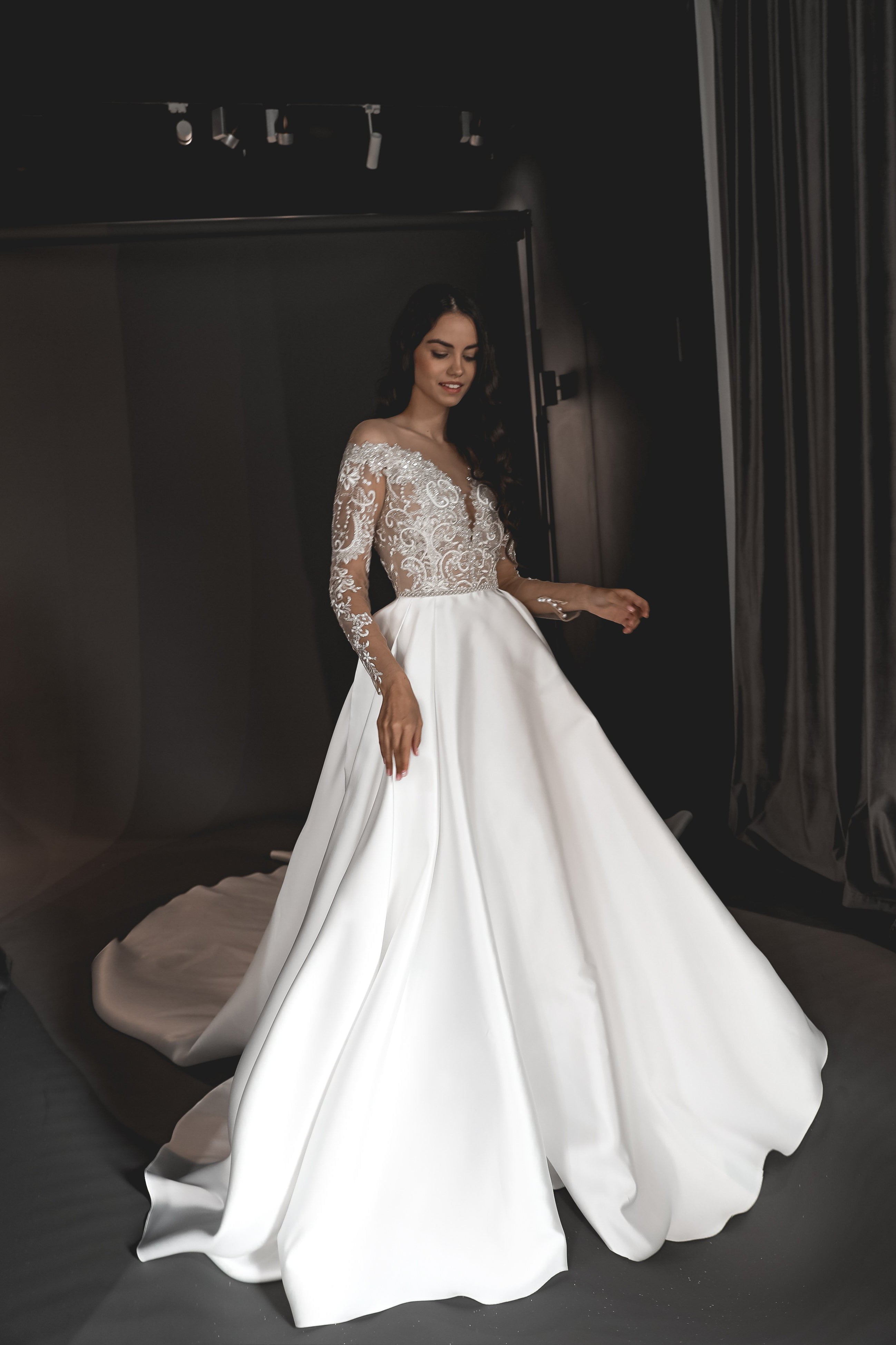 Mesh Long Sleeve Dress - Mermaid Maxi Dress - Modern Bridal Dress - Lulus