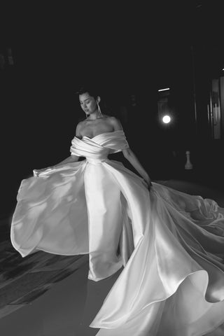 Mikado Wedding Dress Jacqueline With Detachable Train Olivia Bottega Mikado Wedding Dress Jacqueline With Detachable Train Olivia Bottega