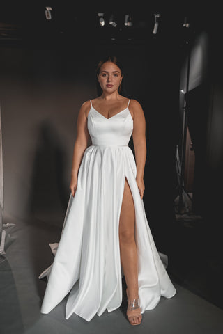 Plus Size Satin Wedding Dress Sentea with Front Slit