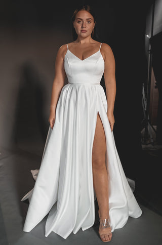 Plus Size Satin Wedding Dress Sentea with Front Slit Olivia Bottega Plus Size Satin Wedding Dress Sentea with Front Slit Olivia Bottega