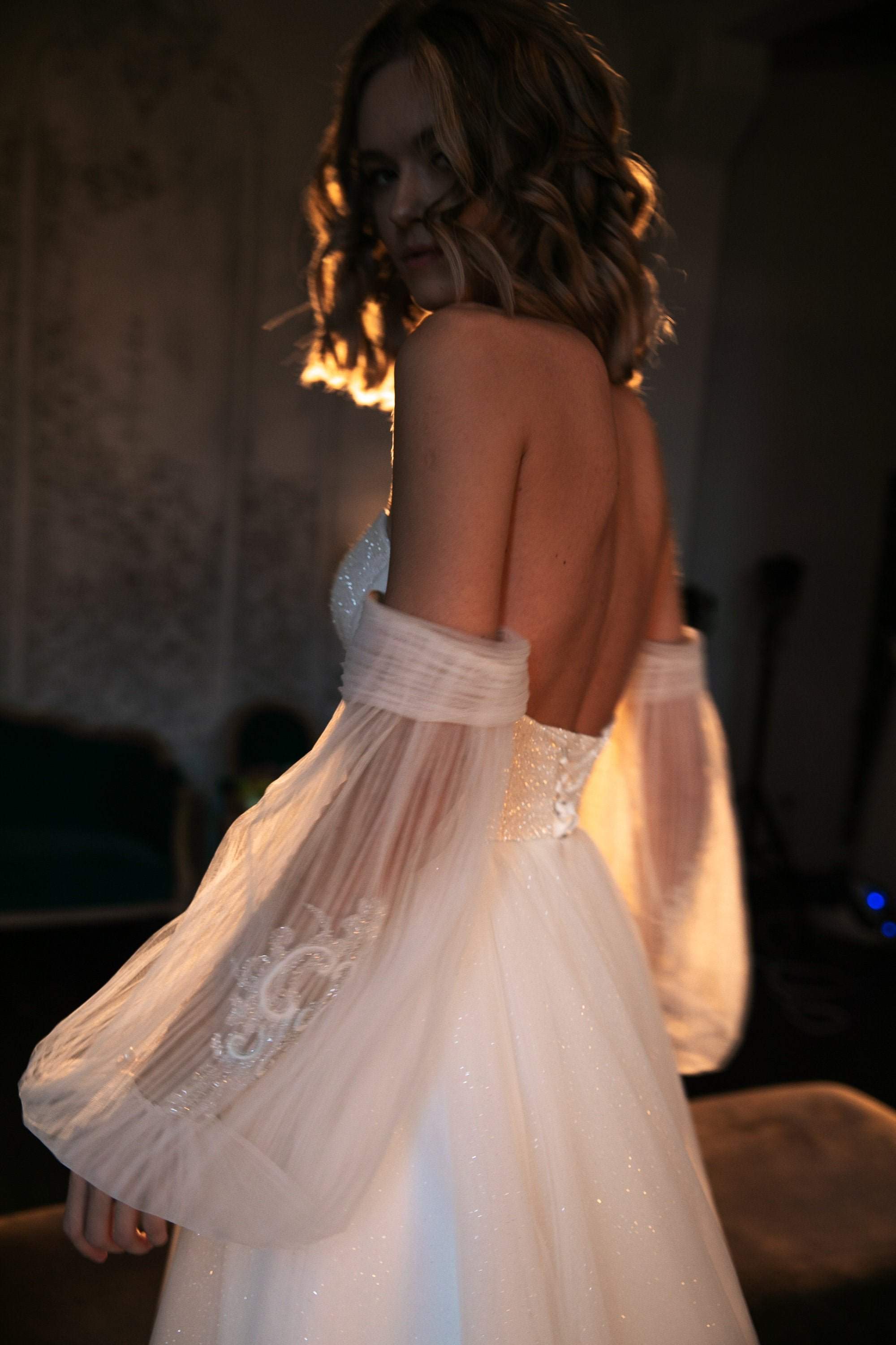 Olivia Bottega Minimalist Tulle Wedding Dress Klouzi with Wide Straps Made-to-Order / Light Ivory / OB 10/US 6